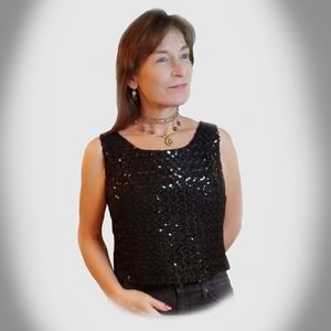 Vintage 50s-60's black sequin tank top